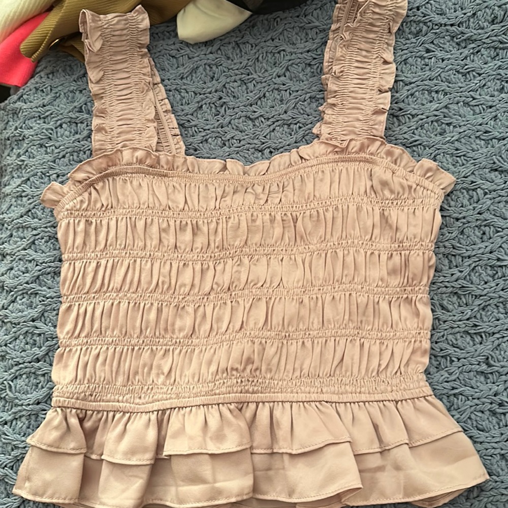 mixology gab and kate pink ruffle top